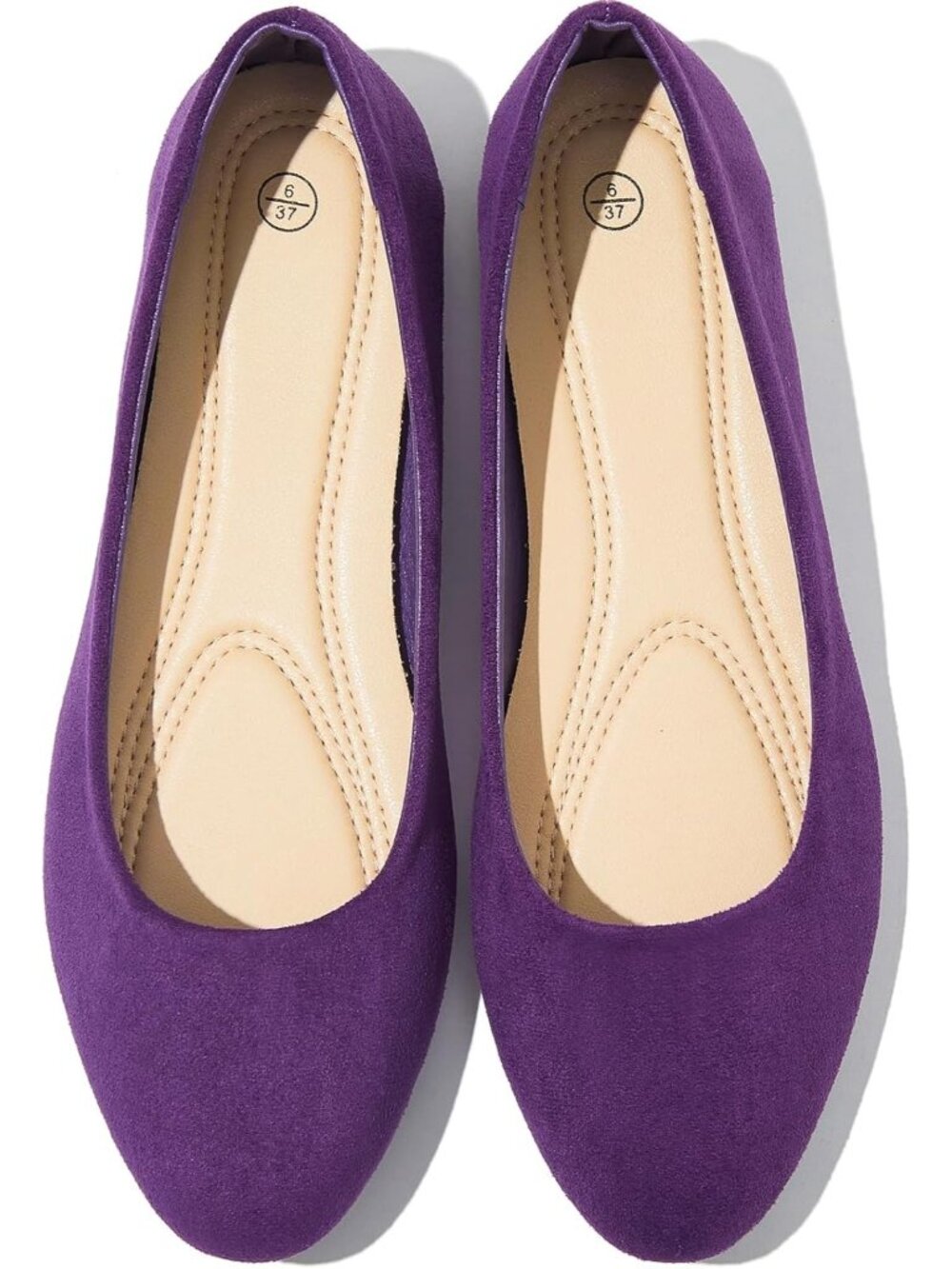 Women's Purple Round Toe Ballet Flat Slip On Dressy Casual Low Heel Shoes